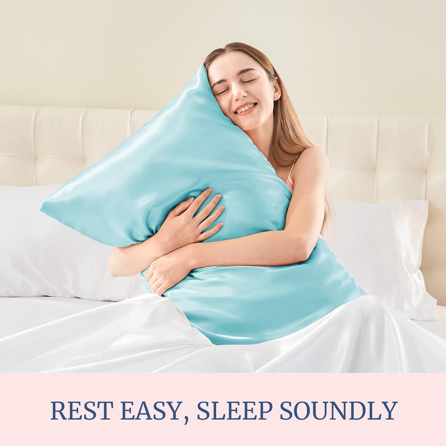 BEDELITE Satin Pillowcase for Hair and Skin, Super Soft Similar to Silk Pillow Cases 4 Pack with Envelope Closure, Cooling Pillowcases for Women Men (20"x30" Queen Size, Blue)