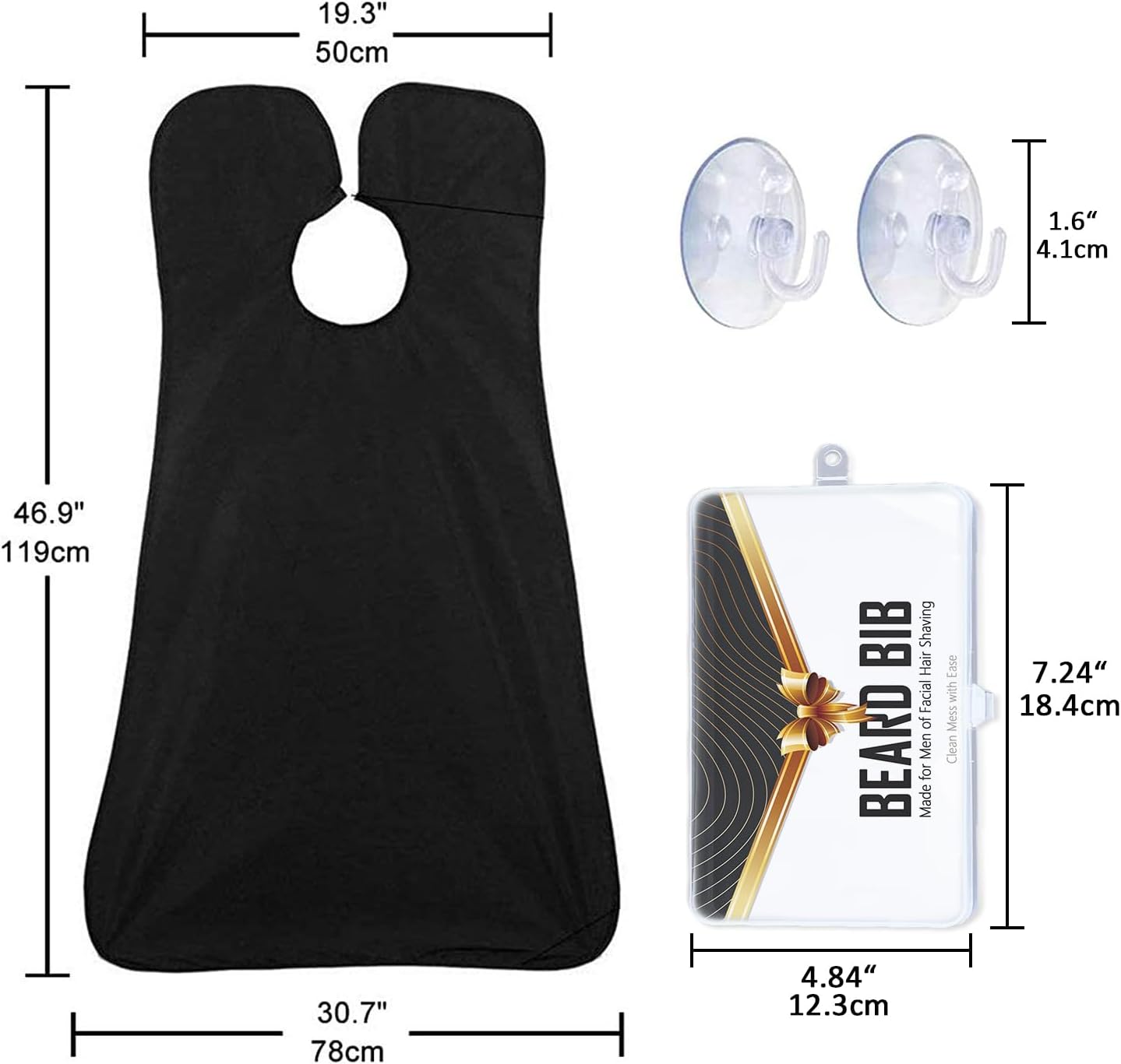 Beard Bib Apron, Beard Trimming Catcher for Men Shaving Hair Clippings Non-Stick Waterproof Grooming Cloth