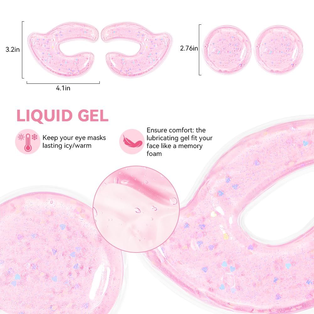 Reusable Eye Pads 6 Pairs, Silicone Face Patches and Gel Under Eye Pads Cold Warm Eye Compress for Reduce Puffiness Circles Wrinkle Cooling Eye Mask Ice Packs