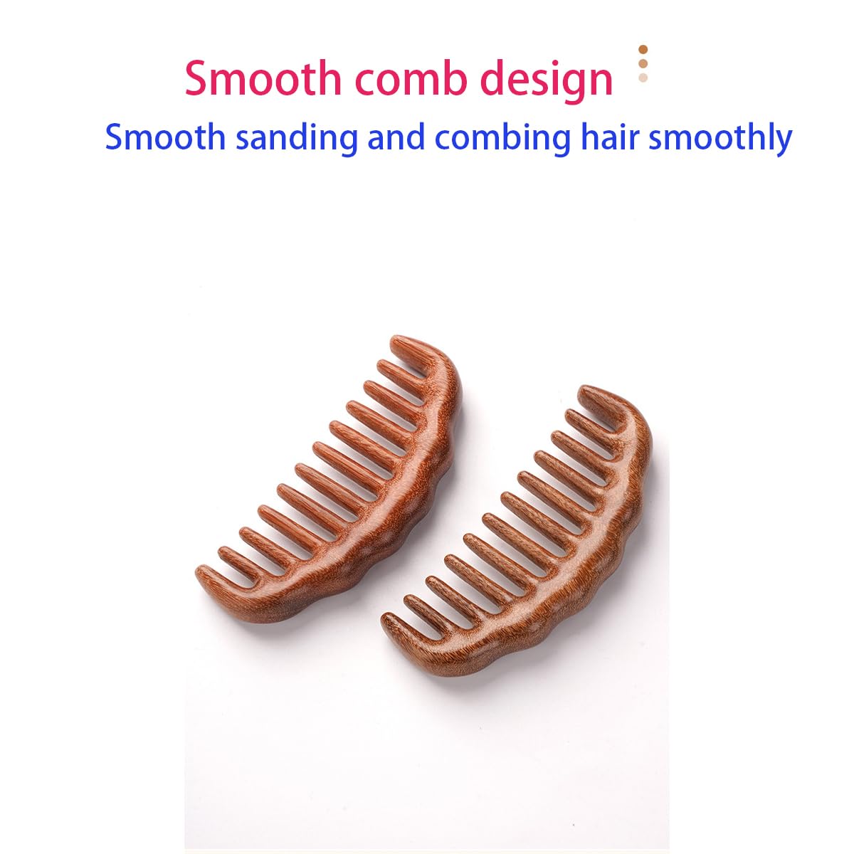 Wooden Hair Comb Set, birthing comb,Wide tooth massage combs, Brown, 2 Pack (One SizeA2)
