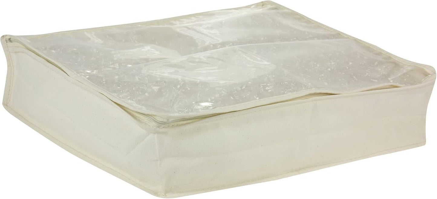 Household Essentials Lightweight Canvas Sweater Bag 2 Pack, Durable Canvas with Clear PEVA Top, 3-Sided Zipper, Perfect Fit for Shelving or Under the Bed