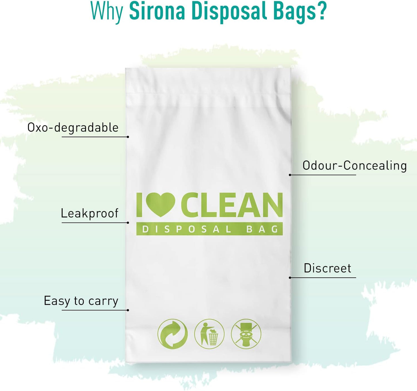 Sirona Sanitary Disposal Bags - 60 | Leakproof, Odor-Concealing Disposal for Tampons, Pads, Liners & More | Hygienic & Travel-Friendly (60 Pack)