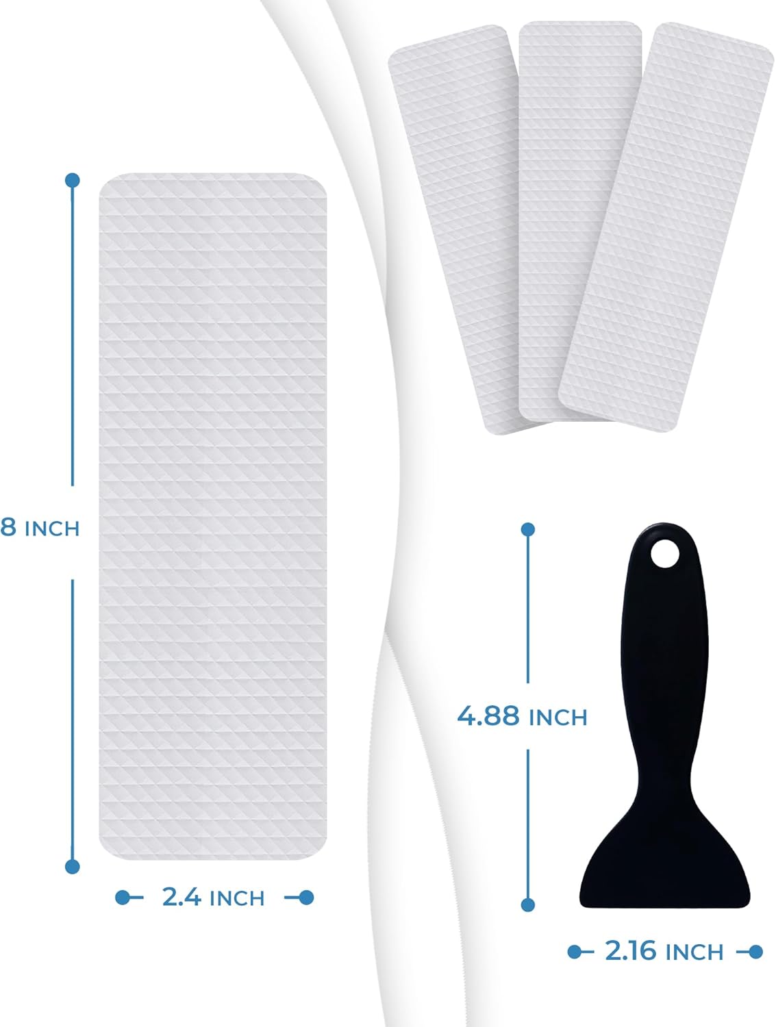 XXL Anti Slip Shower Stickers 12 PCS, Invisible Non-Slip Shower Strips for Adults, Premium Adhesive Bath Tub Stickers (Clear)