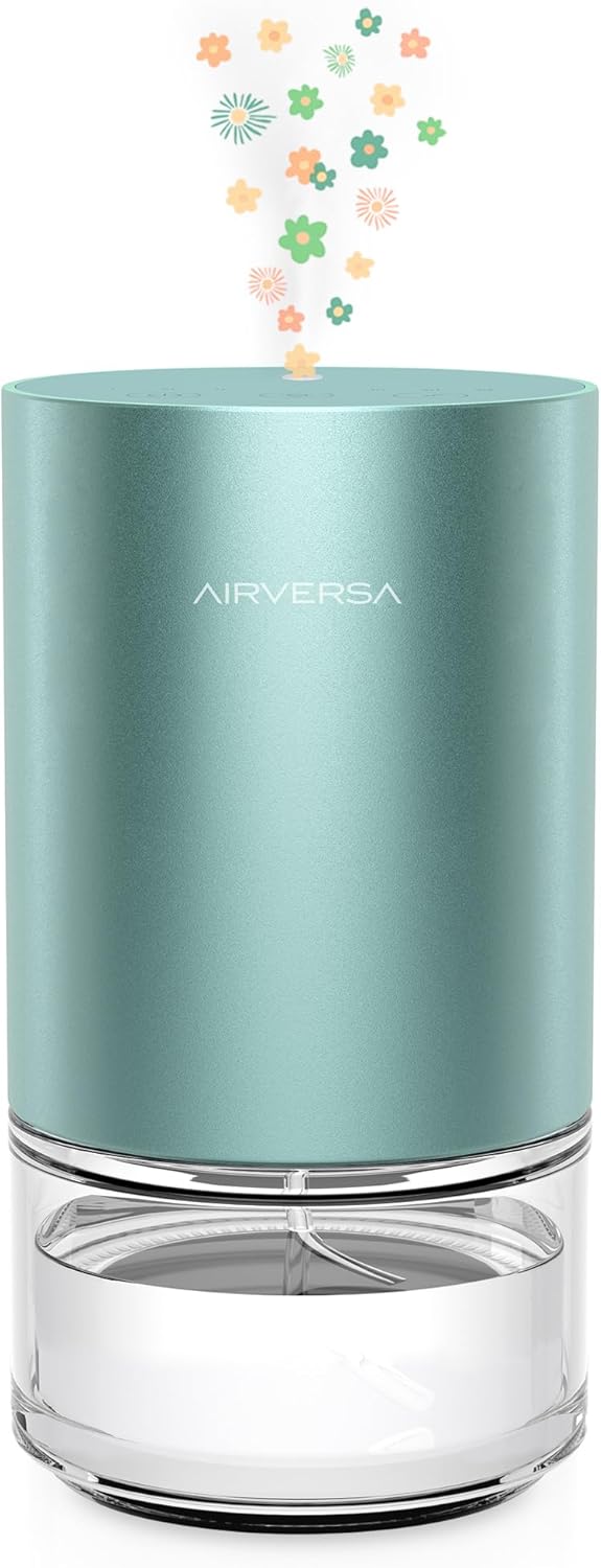 Airversa Essential Oil Diffuser Waterless Aromatherapy Diffusers for Home Large Room, Bedroom, Car, Office, Desk, Battery Operated, Small Diffuser for Pure Scent, 100mL Capacity, AN9 (Mint)