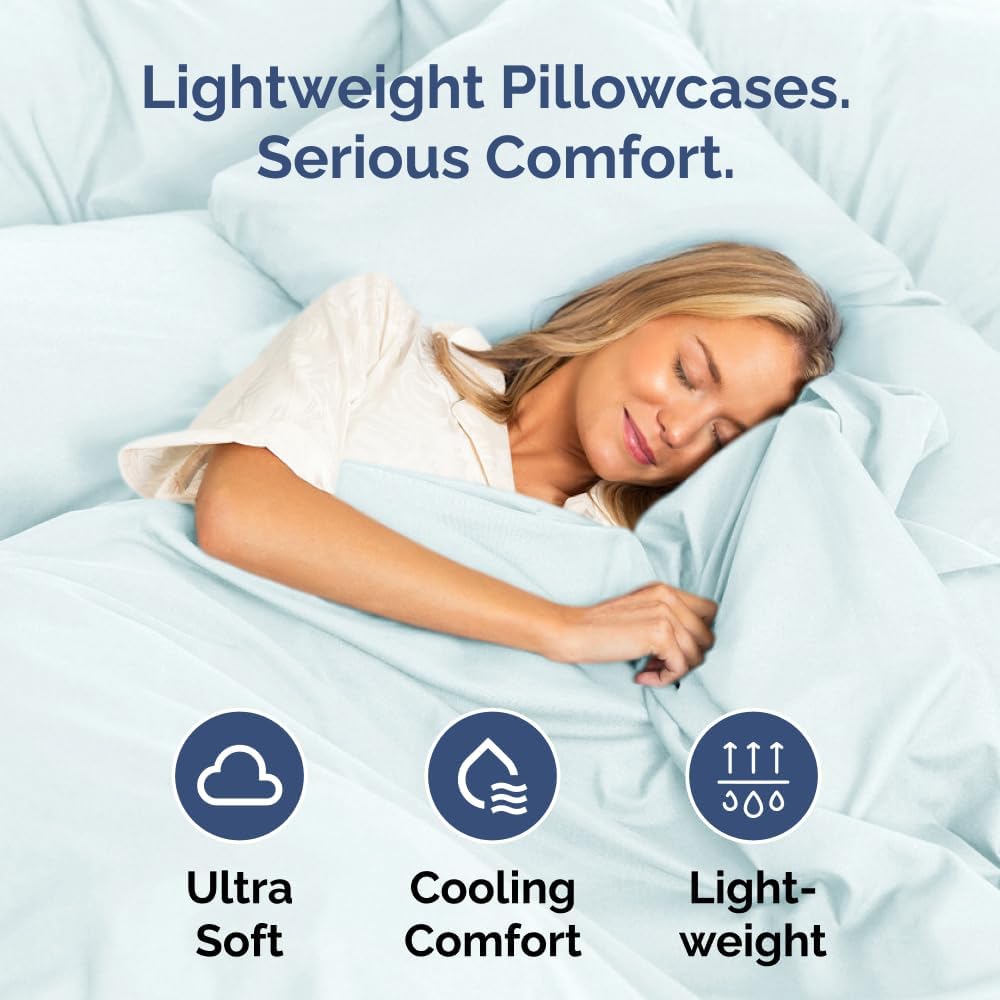 King Pillow Cases Set of 4 - Ultra Soft Hotel Quality Pillowcase Covers - Comfy, Cozy & Wrinkle Free - Shrinkage, Stain and Fade Resistant - Machine Washable Pillow Protectors - 4 Piece Set - Ice Blue