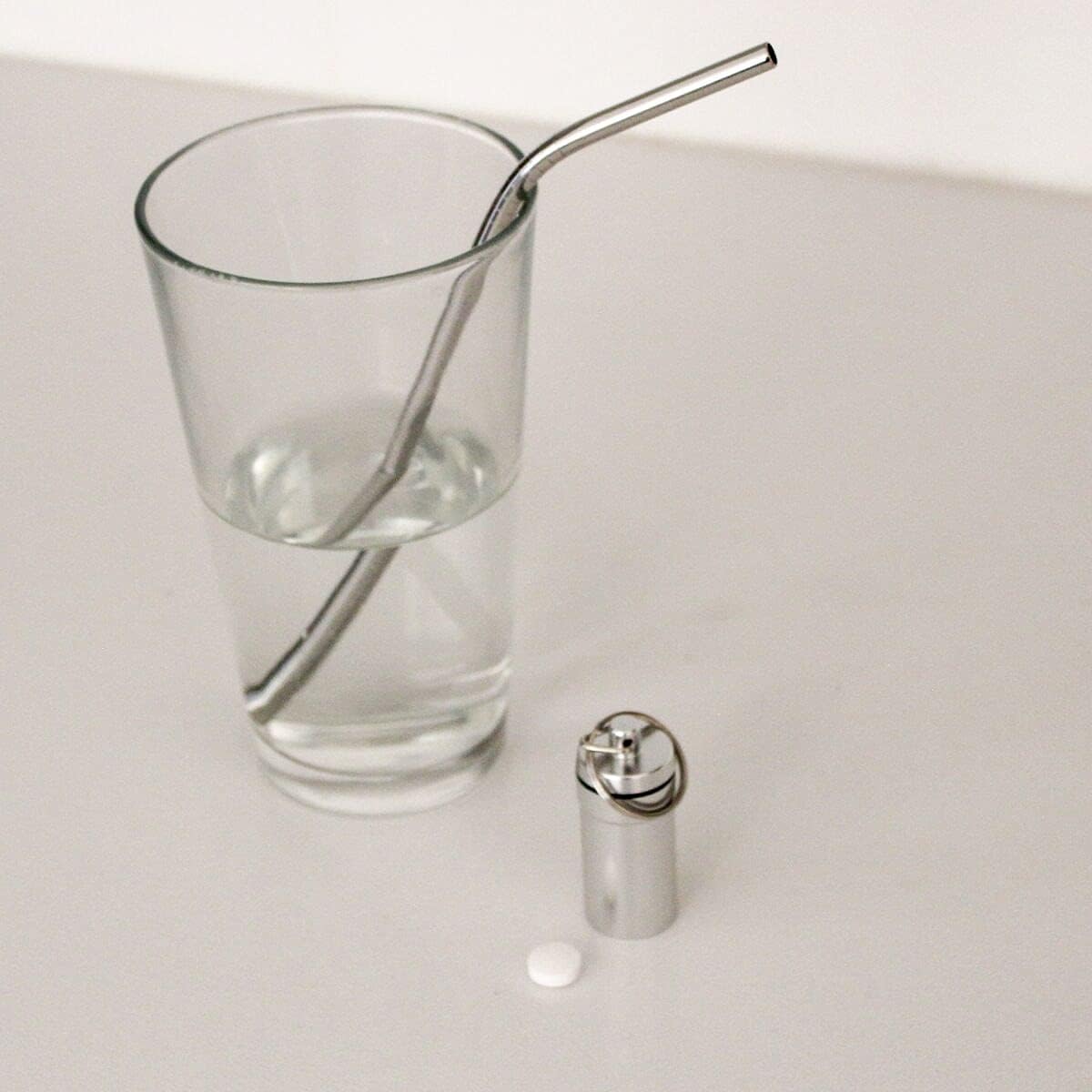 Ezy Dose Lockable Pill Fob and Keychain Bundle, Medicine, Vitamin Container, Safe for Money & Travel Items, Stainless Steel, Small and Large Compartments, 2 Storage Items, BPA Free