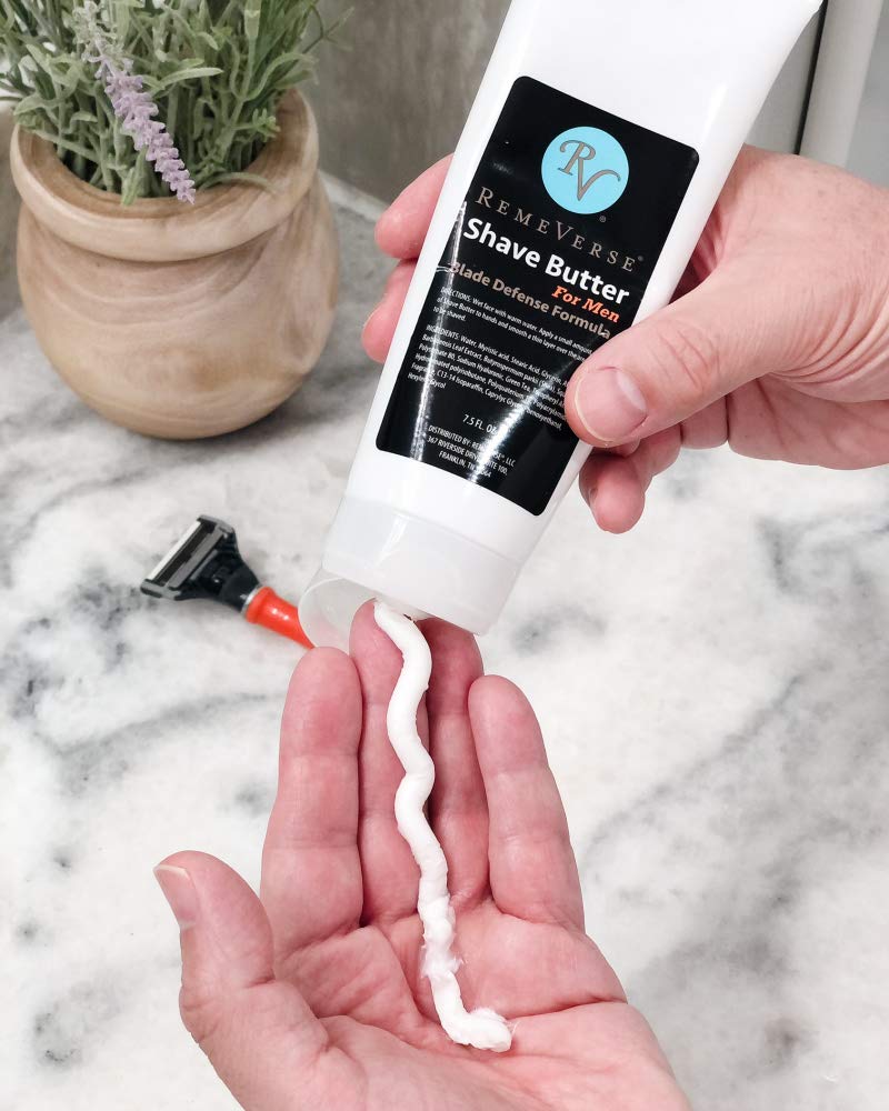 Shave Butter for Men by RemeVerse. Shaving Butter That Fights Nicks, Cuts, Ingrown Hairs, And Razor Burn 7.5 ounces (2 pack)