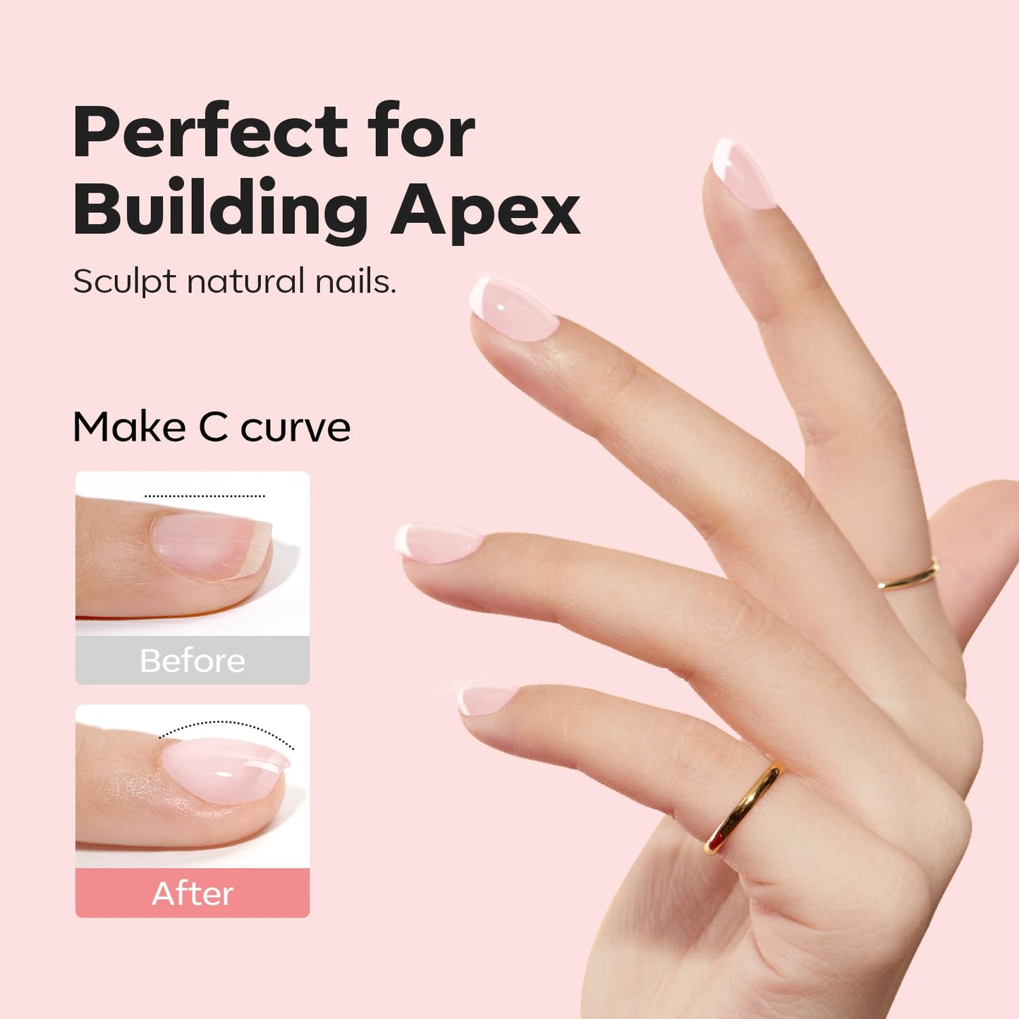 modelones Builder Nail Gel, 8-in-One Barely Pink Builder, Sheer Pink Rubber Base Gel Polish, LED Lamp Cured Color Base Hardener Strengthener Apex Building Extension for Girls DIY Salon Home