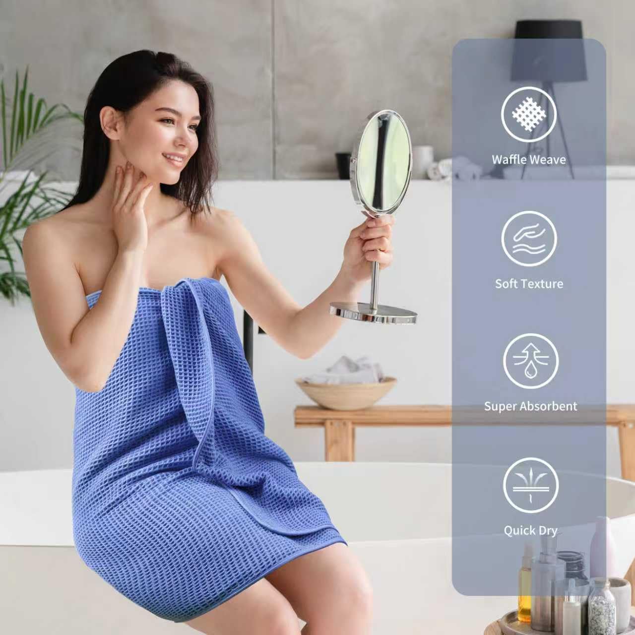 POLYTE Oversize, 60 x 30 in., Quick Dry Lint Free Microfiber Bath Towel Set, 6 Piece (Waffle Weave)