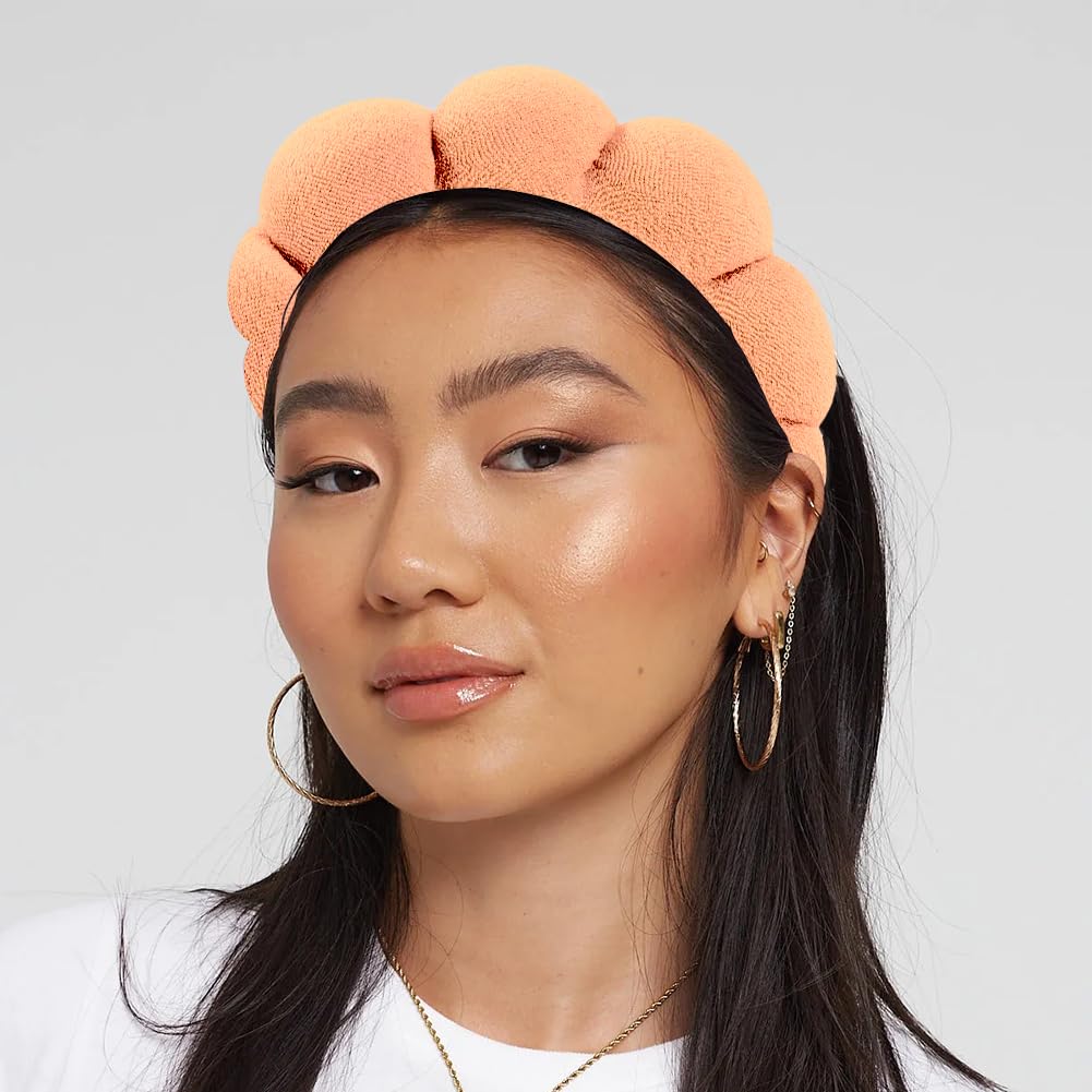 Spa Headband for Washing Face or Facial Makeup - Bubble Skincare Terry Cloth Puffy Headband for Mask Skin Treatment