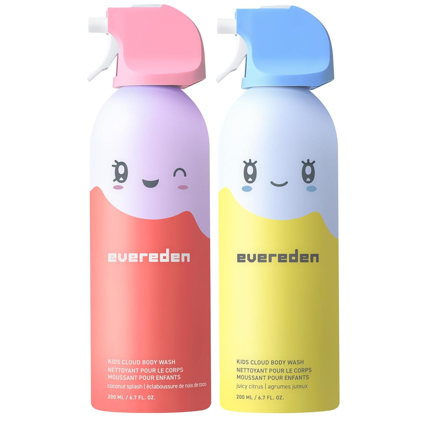Evereden Kids Cloud Body Wash Duo - Gentle, Nourishing Toddler Body Wash for Delicate Skin, Coconut Splash & Juicy Citrus Scents, Creamy Hydrating Formula, 2 Pack (6.7 fl oz Each)