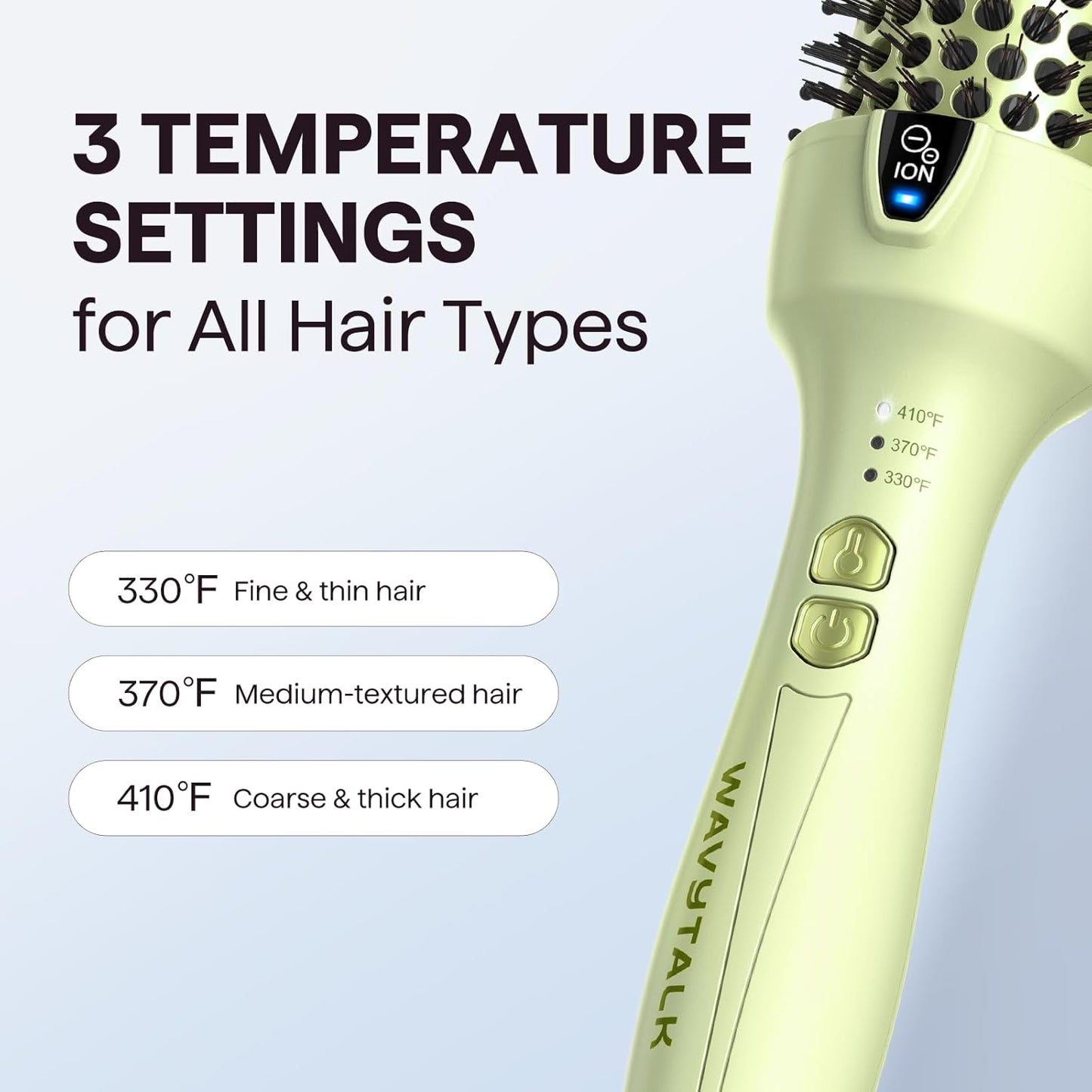 Wavytalk Thermal Brush, 1.5 Inch Blowout Express Ionic Heated Round Brush Creates Blowout Look Makes Hair Shinier & Smoother, Dual Voltage, Easy to Use (Green)