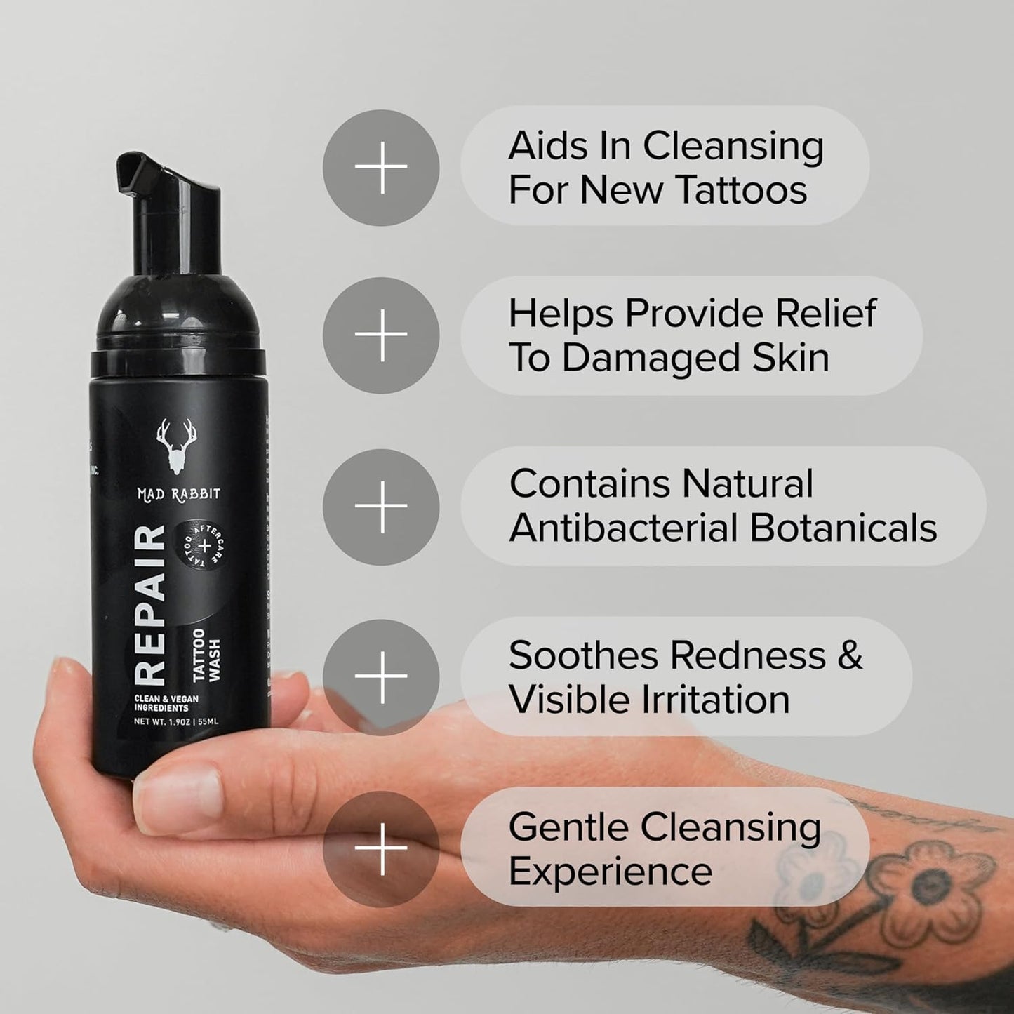 Tattoo Aftercare Kit – Tattoo Balm & Tattoo Foam Soap Cleanser – Tattoo Care for New Tattoos, Tattoo Moisturizer for Old Ink, Vegan, Fragrance-Free, Clean Ingredients