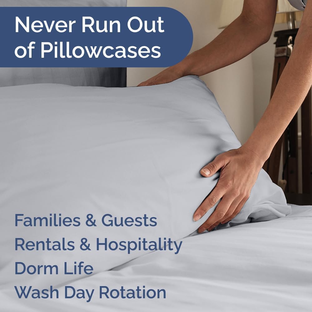 Queen Pillow Cases Set of 10 - Ultra Soft Hotel Quality Pillowcase Covers - Comfy, Cozy & Wrinkle Free - Shrink, Stain & Fade Resistant - Machine Washable Pillow Protectors - 10 Piece Set - Steel Blue