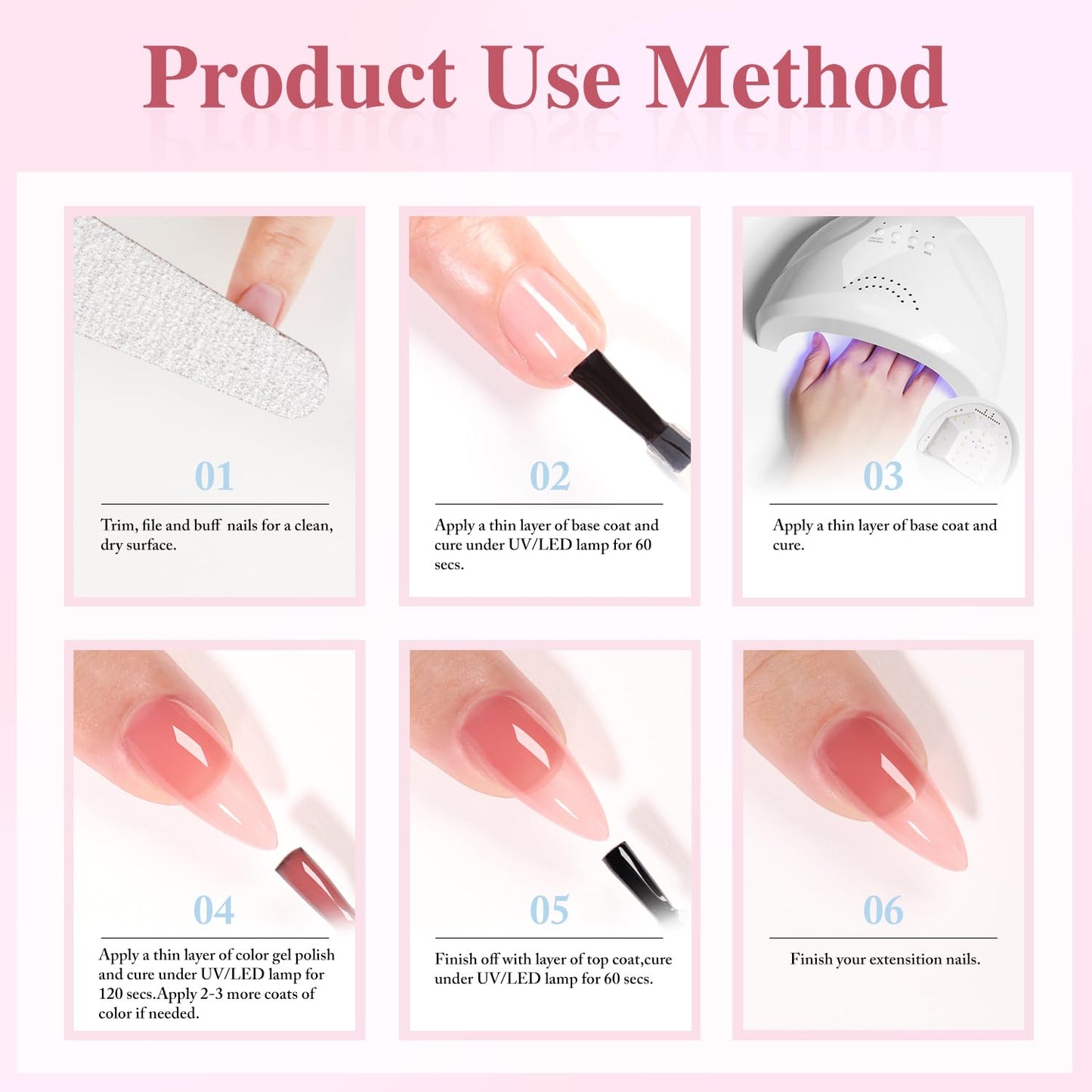 Double Rhythm Gel Nail Polish Set of 6 Colors Baby Light Pastel Milky Nail Polish Starter Kit Art DIY Salon Home (Jelly Sheer Pink Nude Orange,Kit 22)