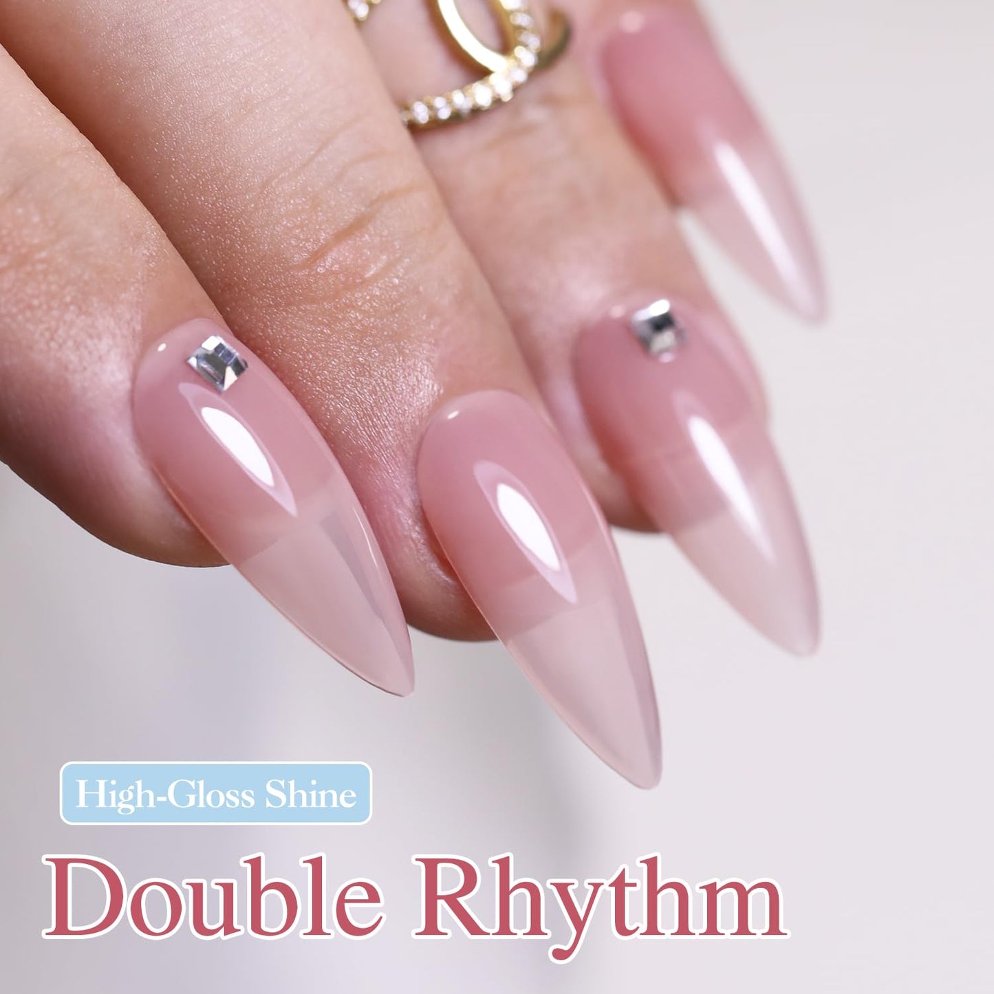 Double Rhythm Gel Nail Polish Set of 6 Colors Baby Light Pastel Milky Nail Polish Starter Kit Art DIY Salon Home (Jelly Sheer Pink Nude Orange,Kit 22)