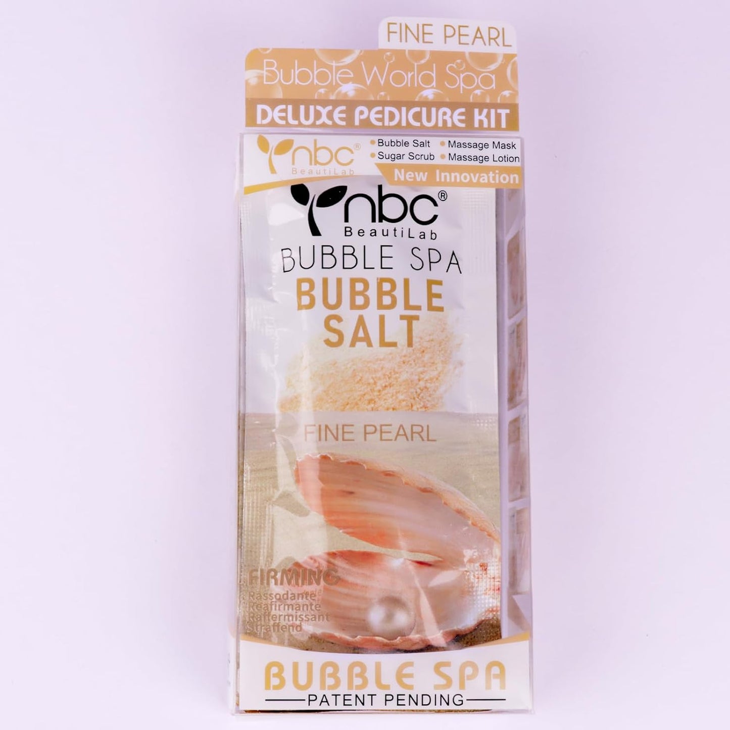 Pedicure Kit Foot Soak Set: Bubble Salt, Sugar Scrub, Massage Mask, Massage Lotion in a Box, 4 Step Foot Spa Kit for Dry Feet,Tired Feet（3 Set Pearl)