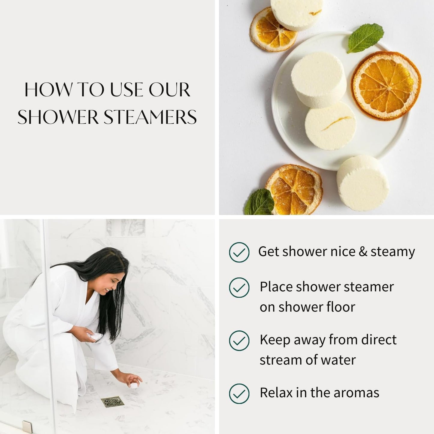 Thulisa Naturals Orange Mint Shower Steamers Aromatherapy | Organic Shower Bombs with Essential Oils | Self Care Christmas Birthday & Spa Gifts for Women & Men | Stocking Stuffers | 4 Pack