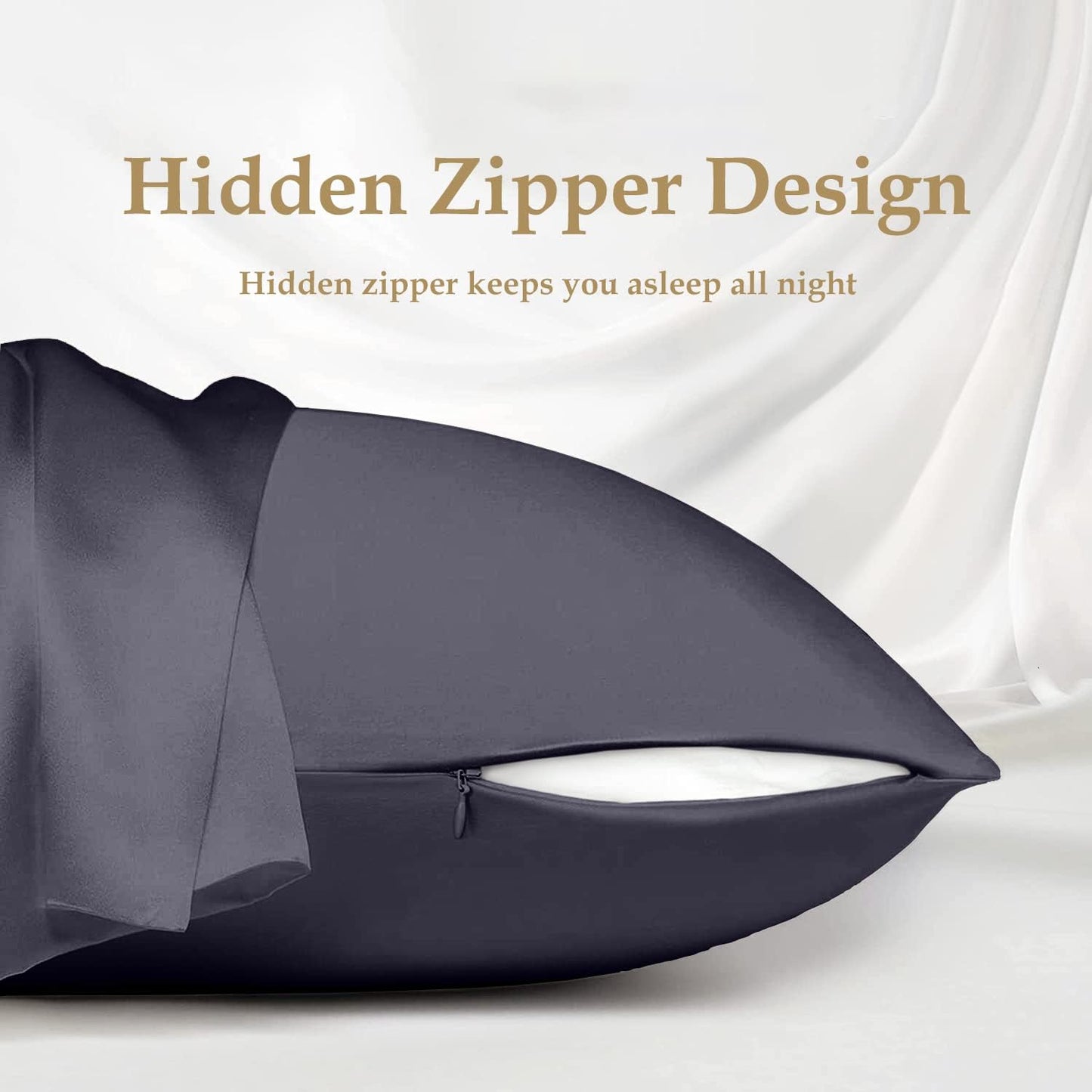 INSSL Silk Pillowcase for Women, Mulberry Silk Pillowcase for Hair and Skin and Stay Comfortable and Breathable During Sleep (King, Dark Grey)