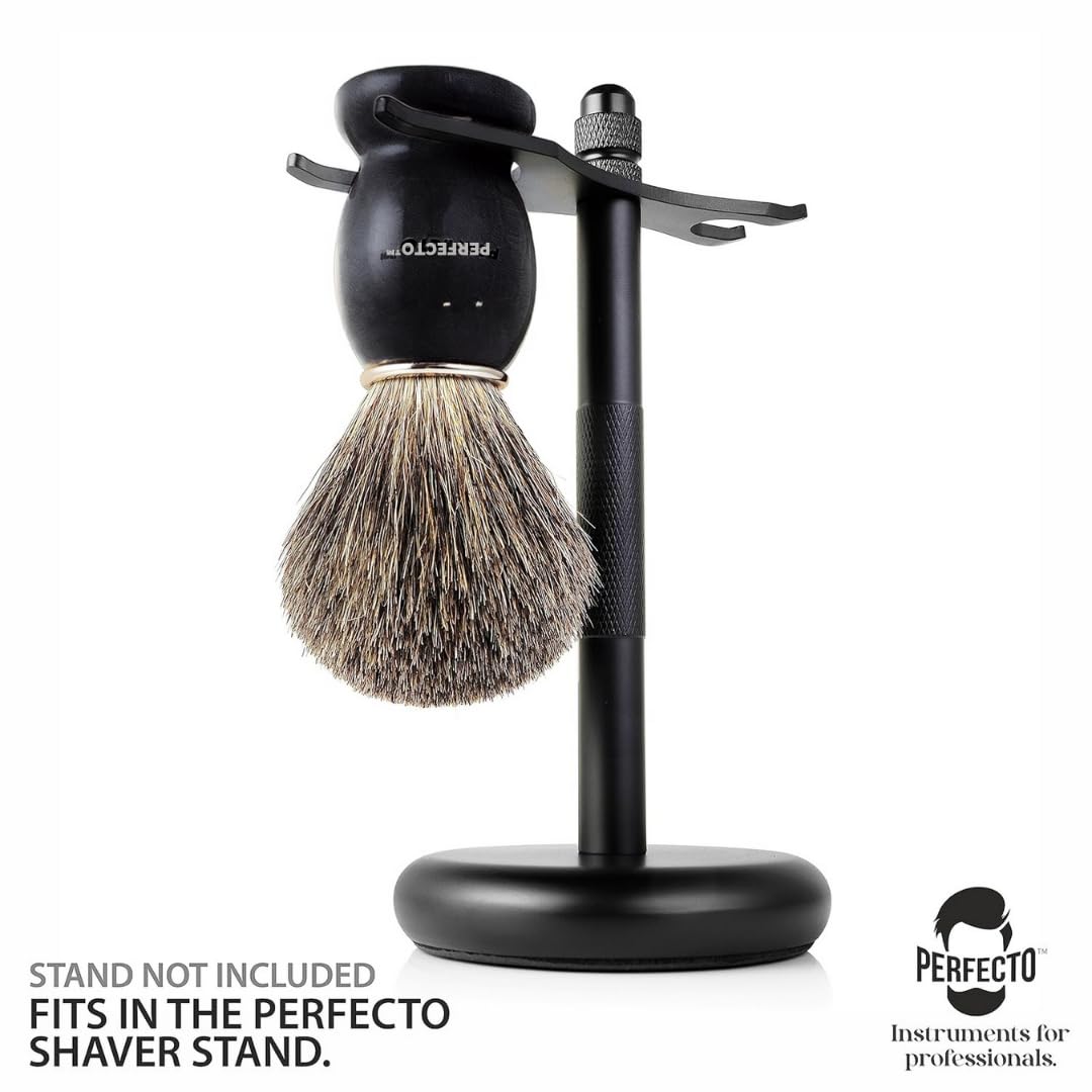 Perfecto Synthetic Bristles Shaving Brush For Men, Engineered for The Best Shave of Your Life. Shave Brush for Wet Shave for Safety Razor - Barbers Accessories, Gift For Him