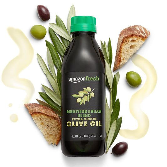 Amazon Fresh, Mediterranean Extra Virgin Olive Oil, 16.9 Fl Oz (Pack of 2)