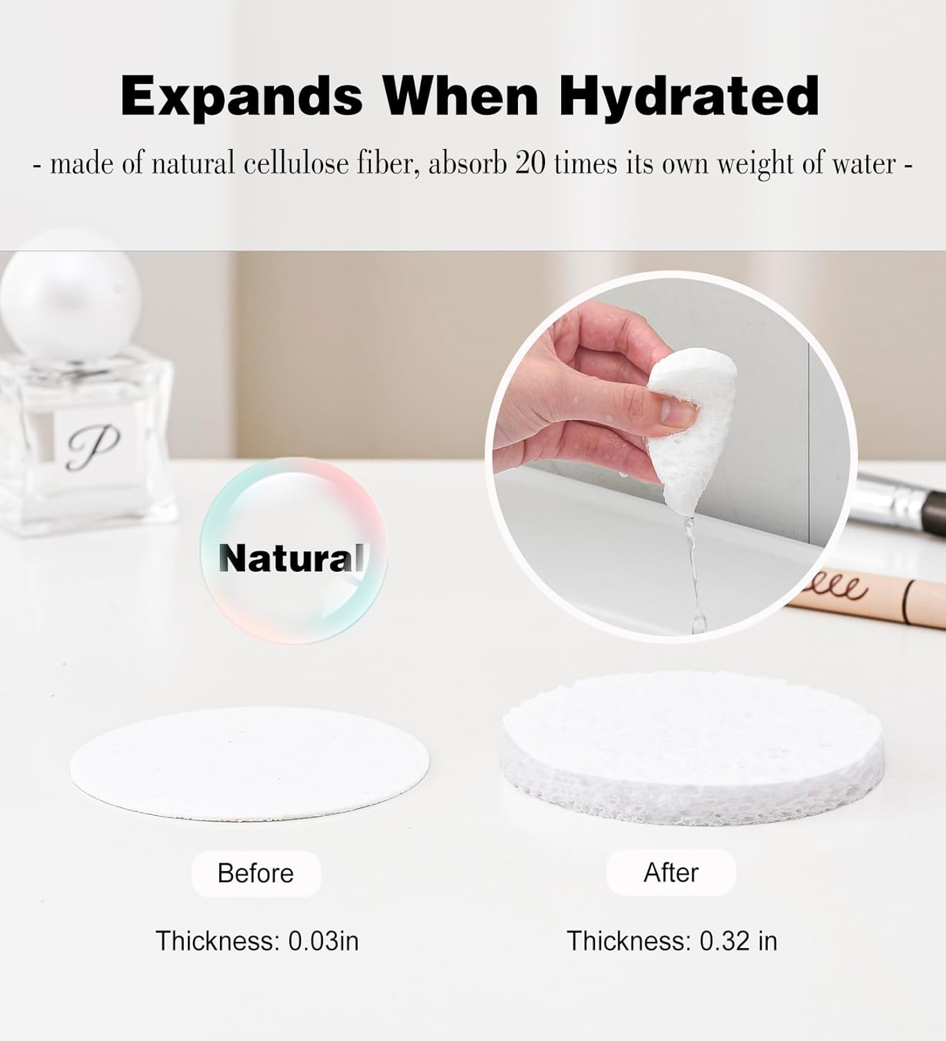 METUUTER 50 PCS Compressed Facial Sponges for Estheticians- 100% Natural Cellulose Face Sponge Spa Sponges for Face Cleansing, Massage, Pore Exfoliating, Mask, Makeup Removal