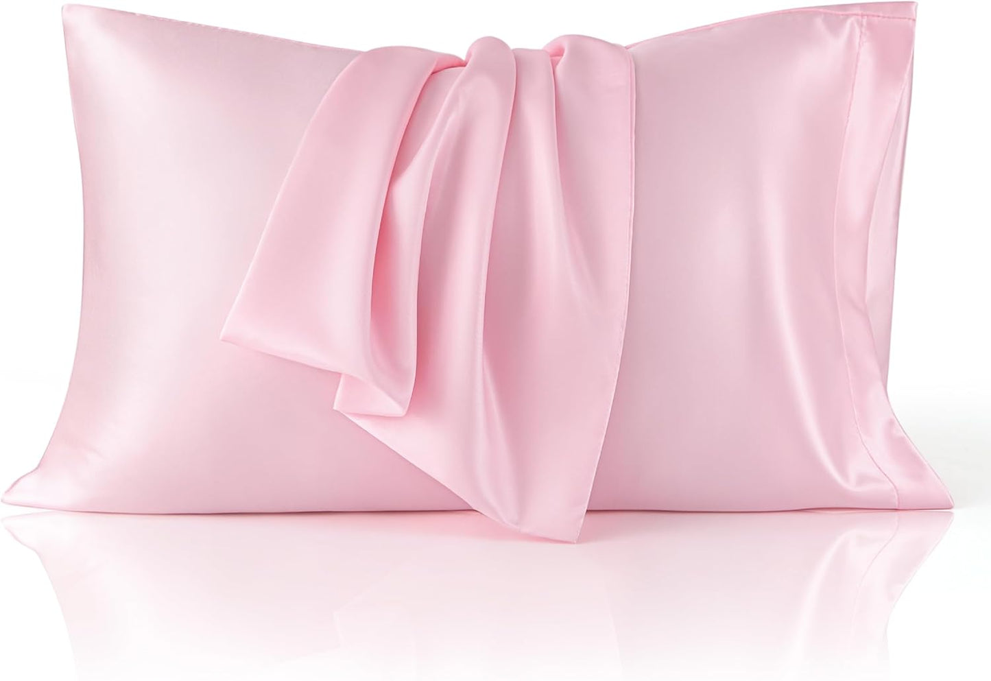 Bedsure Satin Pillowcase 2 Pack Similar to Silk Pillow Cases Standard Size, Pillow Case for Sleeping Women with Envelope Closure, Gifts for Women Men, Pink, 20x26 Inches, 2pcs