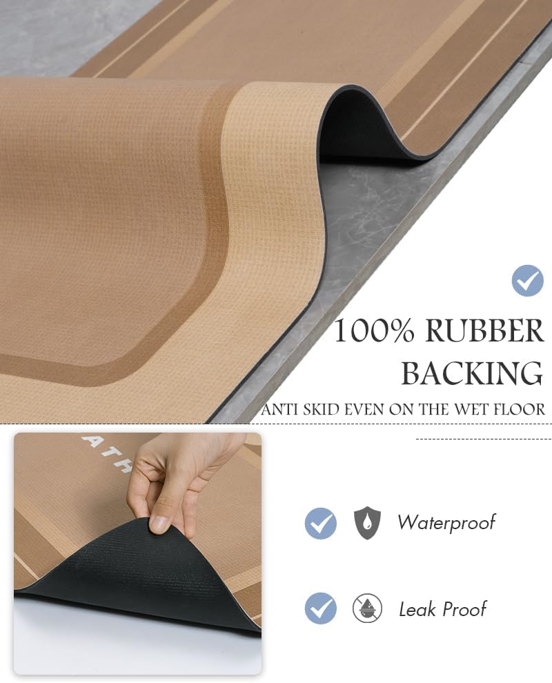 MontVoo Non Slip Bath Mat - Super Absorbent, Stain Resistant, Quick Dry - 17"x50" Brown