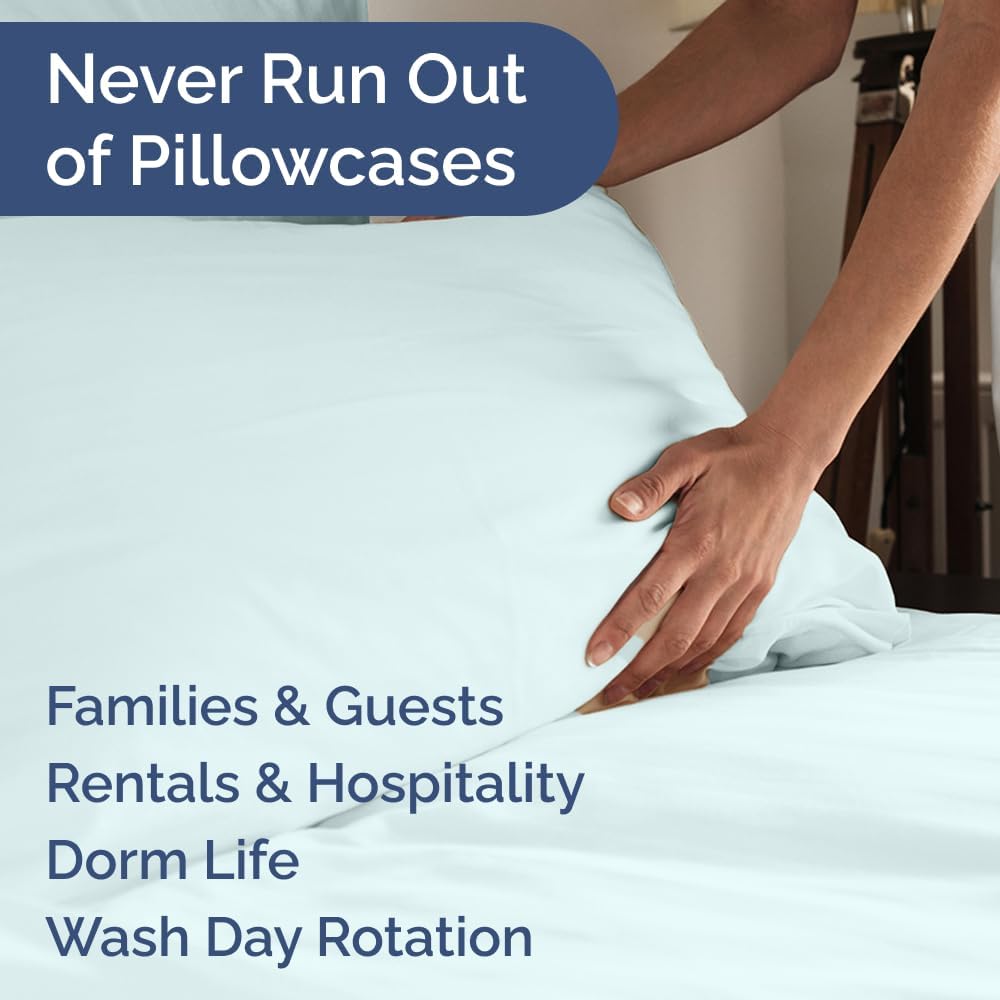 Standard Pillow Cases Set of 6 - Ultra Soft Hotel Quality Pillowcase Covers - Comfy, Cozy & Wrinkle Free - Shrink, Stain & Fade Resistant - Machine Washable Pillow Protectors - 6 Piece Set - Ice Blue