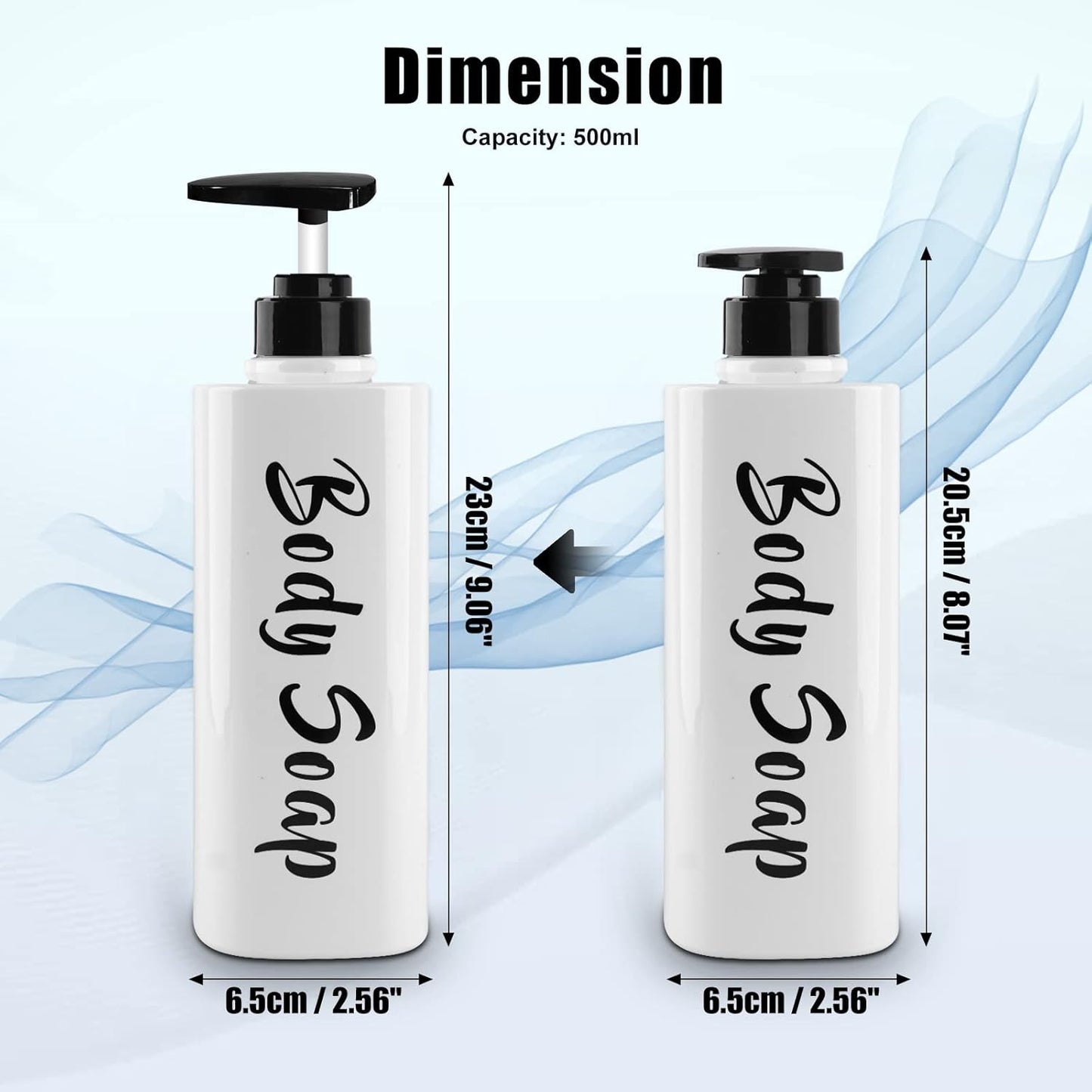 16.9oz Shampoo and Conditioner Dispenser Set of 3-Printed Shower Soap Dispenser Plastic Shampoo Bottles Refillable with Pump - Shampoo Conditioner Body Wash Dispenser for Bathroom Shower Wall