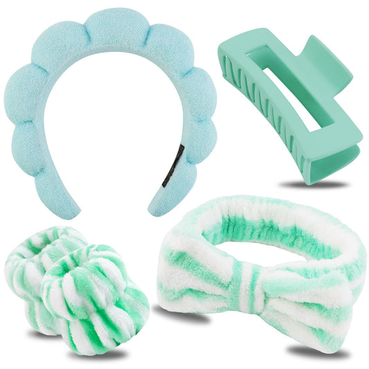 Chanaco Spa Headband, Makeup Headband with Wrist Towels, Hair Accessories for Women and Girls