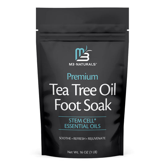 Tea Tree Oil Foot Soak and Epsom Salts for soaking | Foot Spa and Remedy for Athletes Foot, Stinky Feet, and Foot Soak for Dry Cracked Feet | Detox Foot Soak and Tea Tree Oil for Healthy Toenails 16oz
