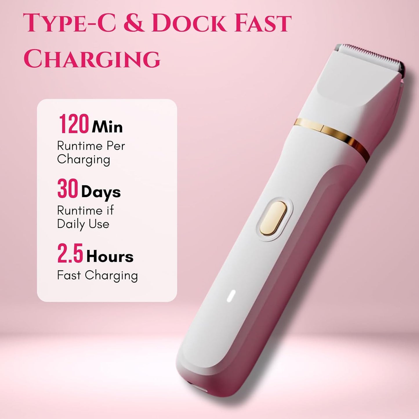 5-in-1 Bikini Trimmer Electric Razors with USB Cord, Excellent Facial Hair Elimination, Wet/Dry Body Shaver for Nose, Eyebrows, Beard, Leg, and Arm, IPX7 Waterproof (White)