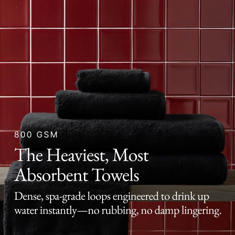 Italic Ultraplush 100% Australian Cotton Washcloths - Set of 2 Luxury Plush Face Wash Cloths, Soft and Absorbent 800 GSM for Bathroom, Spa, Gym, Face and Body (Black)