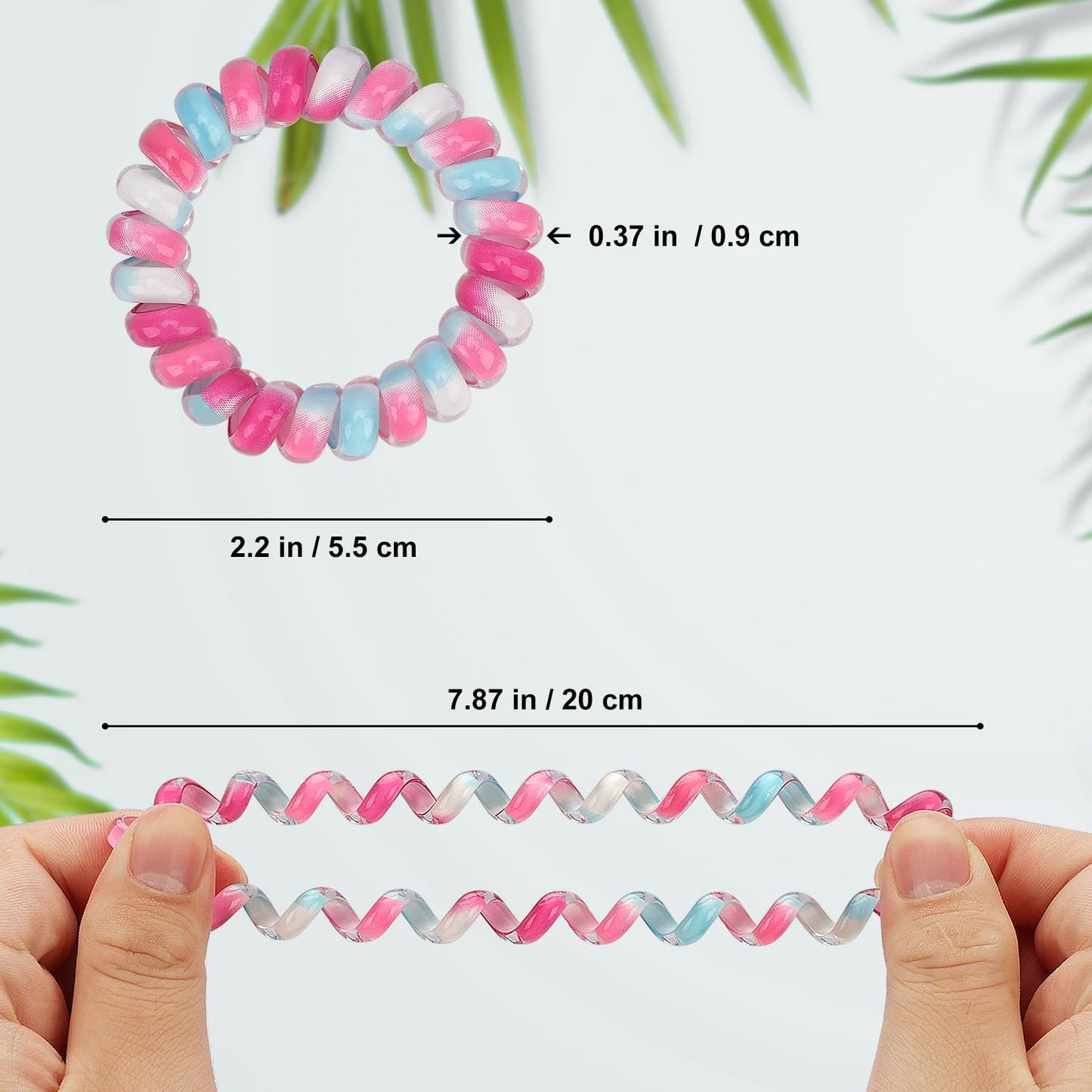 JessLab Spiral Hair Ties for Women, 10-Pack Traceless No-Damage Ponytail Holders, Coils Hair Bands for Girls, Assorted Colors