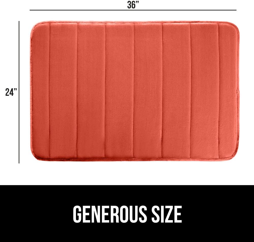 GORILLA GRIP Memory Foam Bath Mat, Soft Absorbent US Designed Bathroom Rug, Gripping Dots Machine Washable Bathmat, Cushioned Floor Mats, Shower Sink Rugs Room Décor Accessories, 36x24 Coral