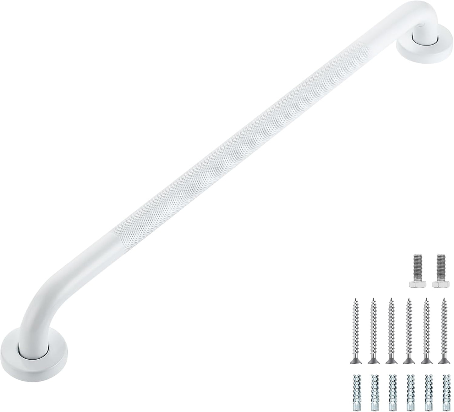 Grab Bars for Shower, 2 Pack 24-Inch Anti Slip Shower Handles for Elderly, Safety Shower Grab Bar, Stainless Steel Handicap Grab Bars for Bathroom (White 1" Diameter)