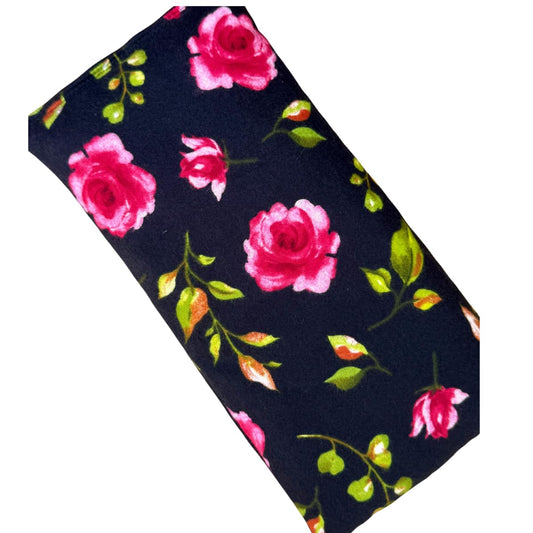 Large Microwave Heating Pad with Flax Seed, Scented or Unscented, Good For Back Pain or Cramps, Moist Heat Therapy or Ice Pack, Microwavable Bean Bag, 6" x 12" (Roses, Peppermint)