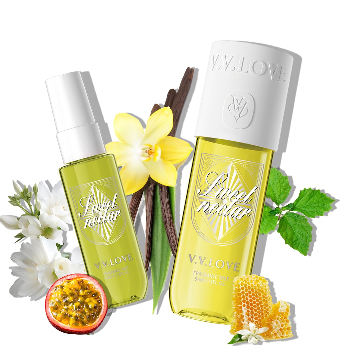 Hongsheng 2 PCS Women's Body Mist and Hair Fragrance Travel Set, 3 Fl Oz + 1.3 Fl Oz Spray, Sweet Scented Perfume Gift Set for Women (Passion Fruit)