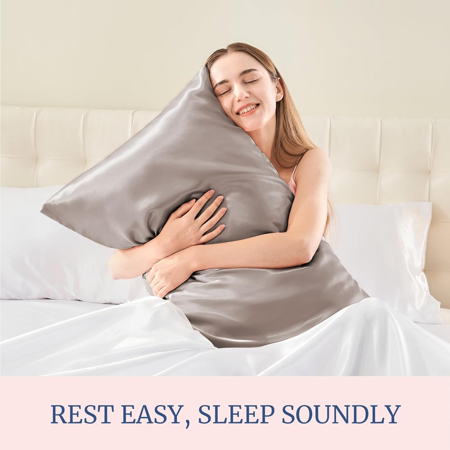 BEDELITE Satin Pillowcase for Hair and Skin, Super Soft and Cooling Similar to Silk Pillow Cases 2 Pack with Envelope Closure, Gift for Women Men(20"x36" King Size, Rose Taupe)