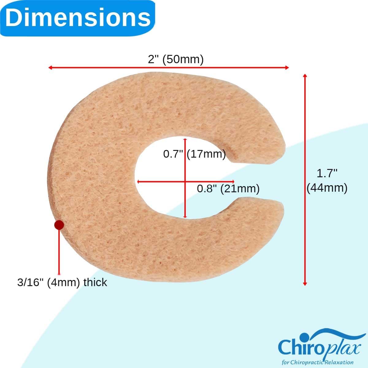 Chiroplax C-Shaped Felt Callus Cushion Pads Protector Rubbing Pain Relief Forefoot Metatarsal | 3/16" Thick (48 Pack)