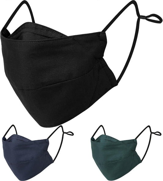 BASE CAMP Reusable Cloth Dust Face Masks 100% Cotton Washable Adjustable Breathable Fabric Mask with Filter Pocket