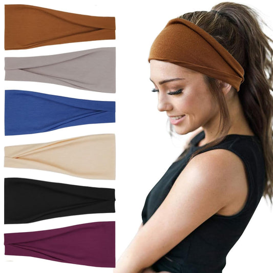 Fashion Headbands For Women Wide Headband Yoga Workout Head Bands Hair Accessories Band 6 Pack