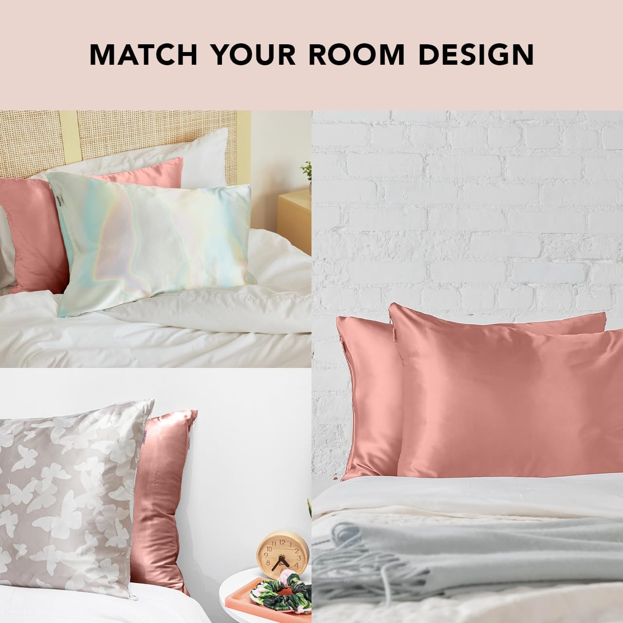 Kitsch Satin Pillowcase with Zipper for Hair & Skin, Softer Than Silk Pillow Cases Queen, Wrinkle-Free, Smooth and Cooling Satin Pillow Covers, Standard Size 19"x26" - Terracotta