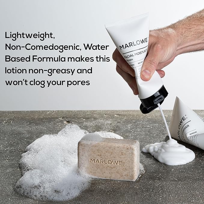 MARLOWE. Face Cleanser & Moisturizer Skin Care Duo, No. 121 Facial Cleanser 6 oz & No. 123 Facial Moisturizer 6 oz with Green Tea & Deep Sea Algae Extracts, Purifies, Hydrates, Refreshes & Soothes