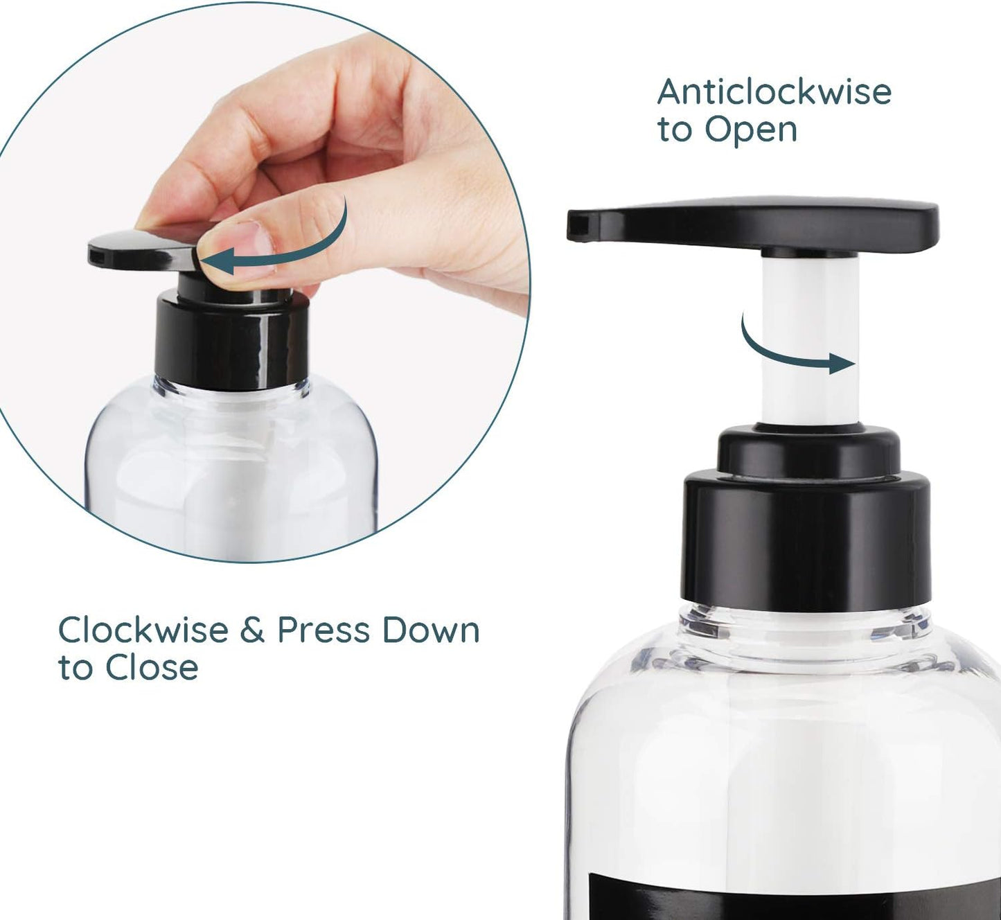 Shampoo Dispenser Bottle, Segbeauty 3pcs 10.1oz/300ml Plastic Pump Bottle Dispenser, Refillable Shampoo Pump Bottles for Shower, Pump Bottles for Body Soap Shampoo Conditioner Hotel Bathroom