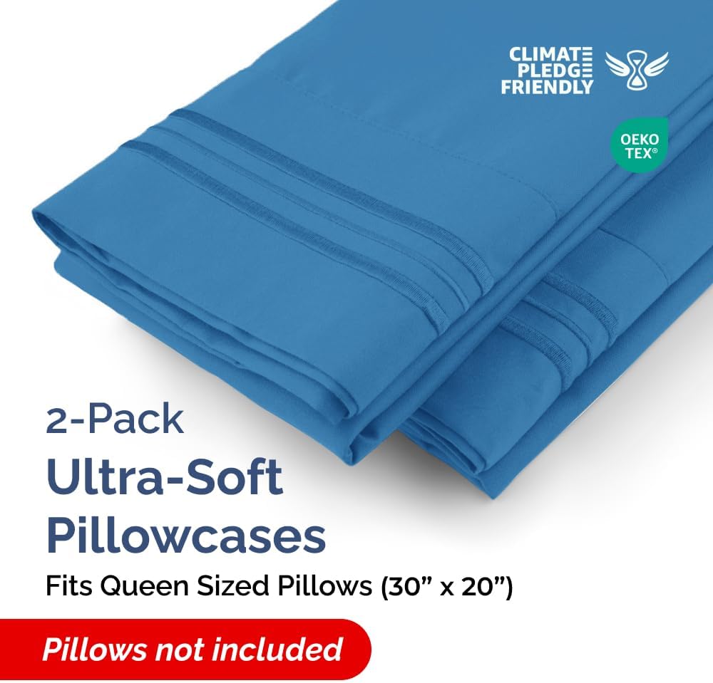 Queen Pillow Cases Set of 2 - Ultra Soft Hotel Quality Pillowcase Covers - Comfy, Cozy & Wrinkle Free - Shrink, Stain & Fade Resistant - Machine Washable Pillow Protectors - 2 Piece Set - Royal Blue