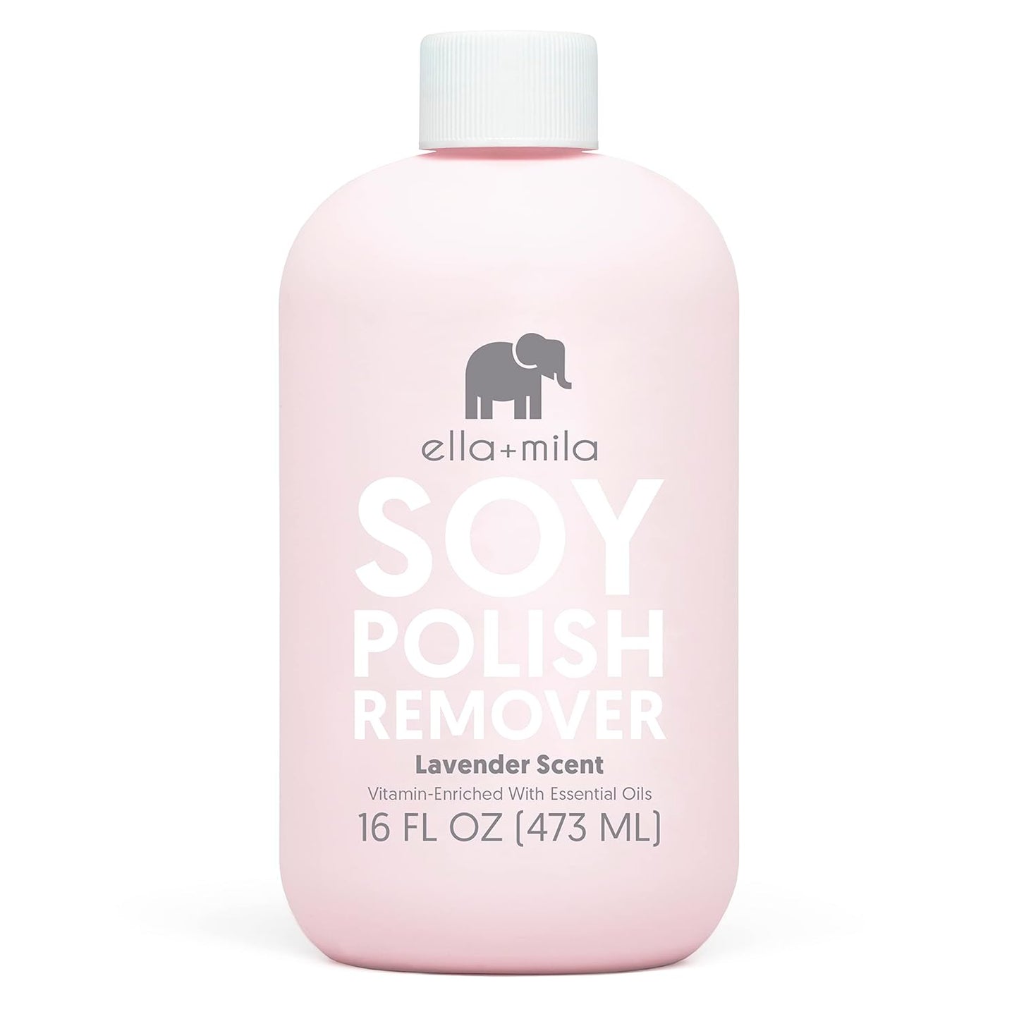 ella+mila Soy Nail Polish Remover Non-Acetone Nail Polish Remover - Non-Toxic Fingernail Polish Remover - For Natural Nail Polishes - Enriched with Lavender Essential Oil & Vitamins A,C & E (16 fl oz)