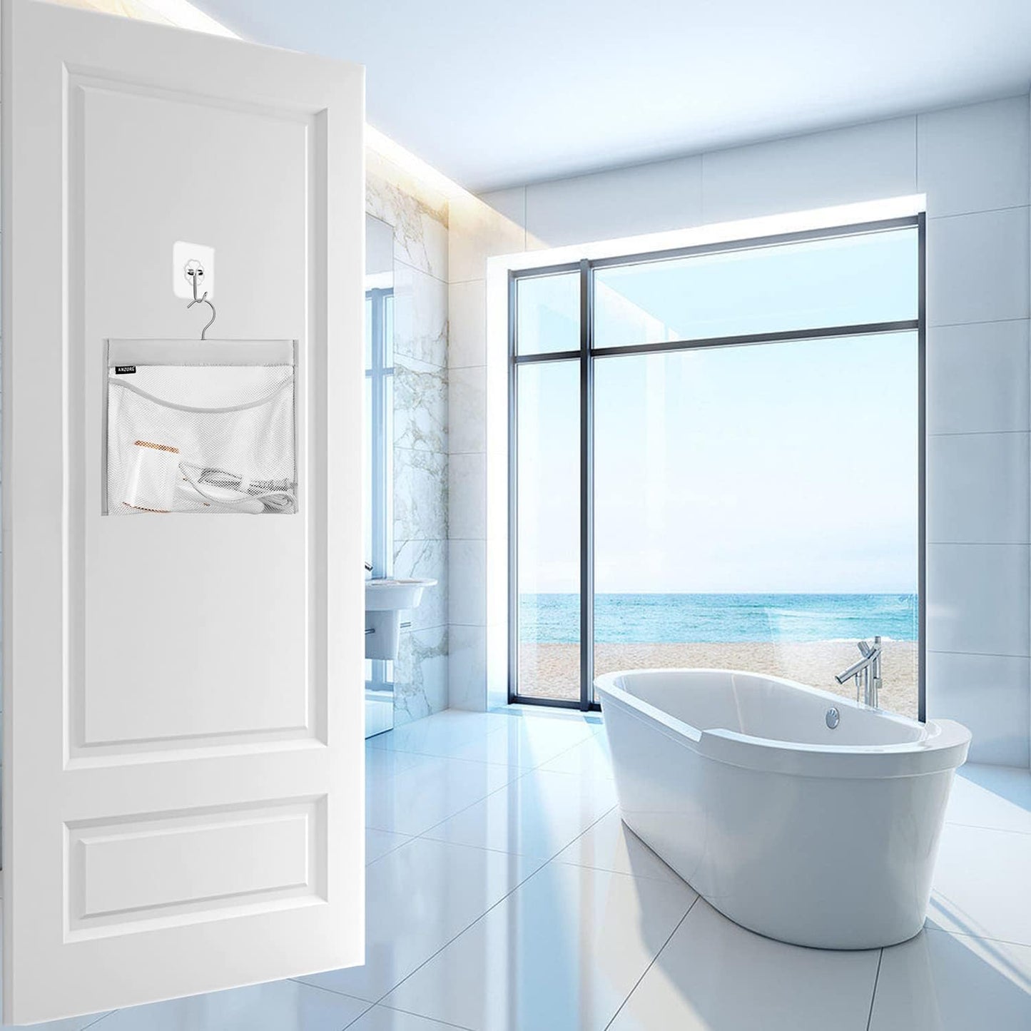 Mesh Shower Organizer Hanging Caddy Quick Dry Bathroom Storage for Toiletry Accessories with Rotating Hanger (1 Pocket)