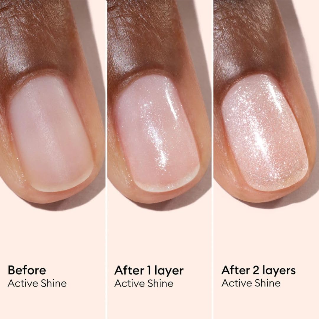 Manucurist Active Shine Illuminating & Care Nail Polish - Nail Concealer - No Lamp - Ultra-Shiny 2 in 1 Nude Gel Polish: Nail Strengthener and Growth, Highlighter & Care - Damaged Nails Repair
